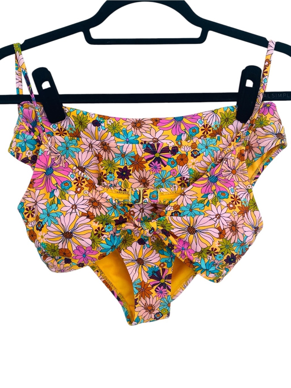 California Sunshine Floral Bikini Set Medium Retro Daisy Yellow Swimwear